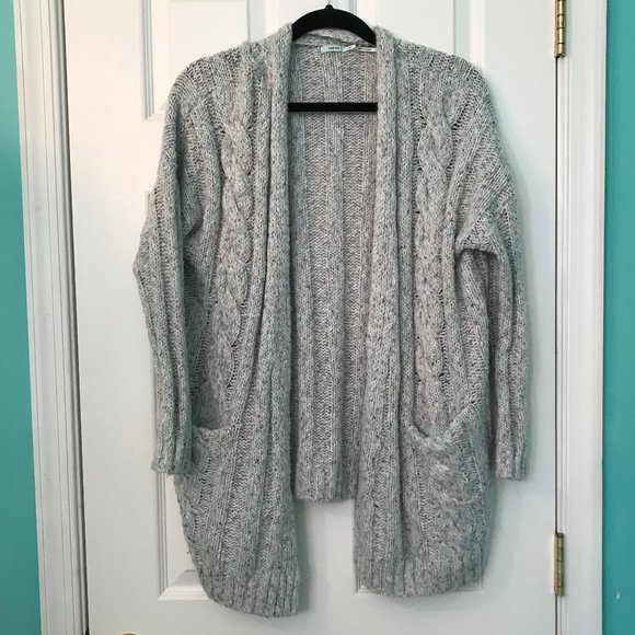 grey thick knit cardigan